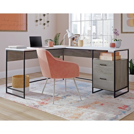 Sauder L-Desk, 57.09 in D X 29.53 in H, 59.68 in W X Engineered wood, Metal 433237